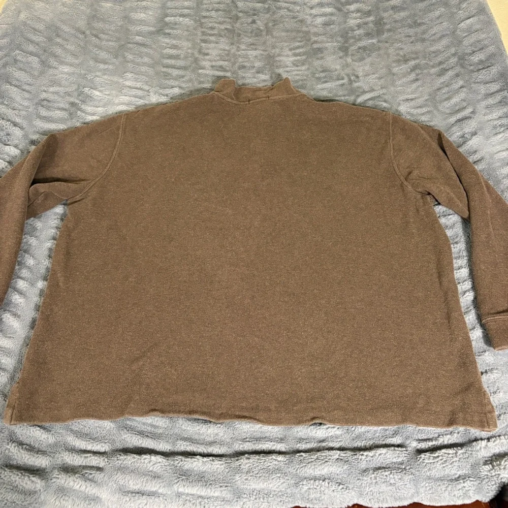 Polo Ralph Lauren Mens 2XLT Brown Cotton Quarter Zip Pullover Sweater Mock Neck